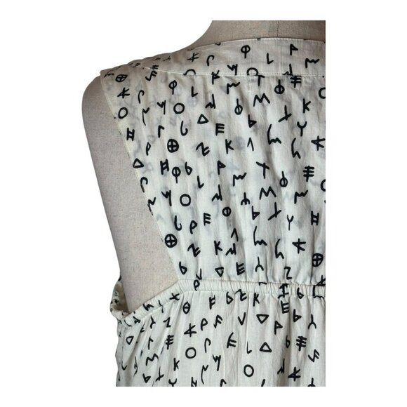 Modaposa‎ Dress Women Medium White Black Alphabet Cotton Alegra Mini Artsy - Picture 8 of 14